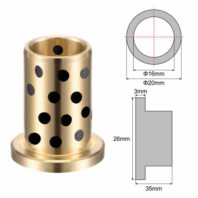 uxcell フランジスリーブ軸受 内径16mm 外径20mm 長さ35mm フランジ径