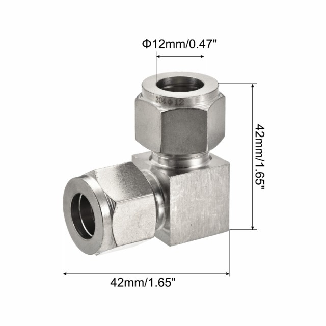 uxcell 圧縮チューブフィッティング 12mm-12mm ODチューブ 304