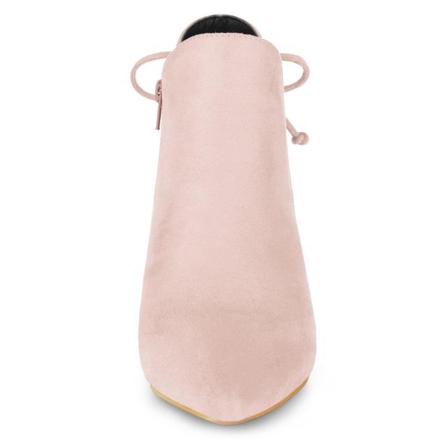 Allegra K アンクルブーツ ブーティ キトゥンヒール ポインテッドトゥ レディース ダスティピンク 27.5cmの通販は