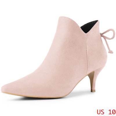 Allegra K アンクルブーツ ブーティ キトゥンヒール ポインテッドトゥ レディース ダスティピンク 27.5cmの通販は