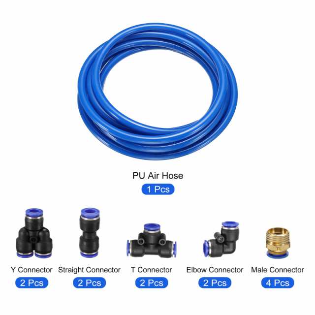 uxcell 空気圧PUエアホース パイプキット 外径12 mm 5 M 1/2PTチューブ