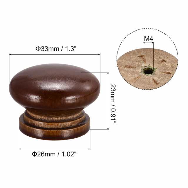 uxcell ラウンドウッドノブ プルハンドル 引き出し用 ベーキングワニス