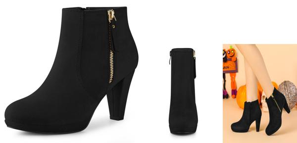 Perphy チャンキーヒールブーティ アンクルブーツ ウィンターシューズ 丸いつま先 厚底 レディース ブラック 26.0cmの通販は 5,908円