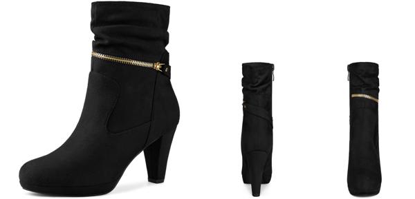 Perphy ミッドカーフブーツ 厚底 ブロックヒール レディース ブラック 25.0cmの通販は 5,908円