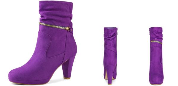 Perphy ミッドカーフブーツ 厚底 ブロックヒール レディース パープル 24.0cmの通販は 5,953円