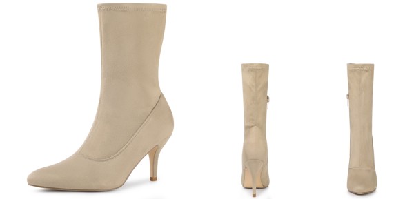 Allegra K ミドルブーツ アンクルブーツ ポインテッドトゥ ハイヒール ピンヒール レディース ベージュ 23.0 cmの通販は 5,108円