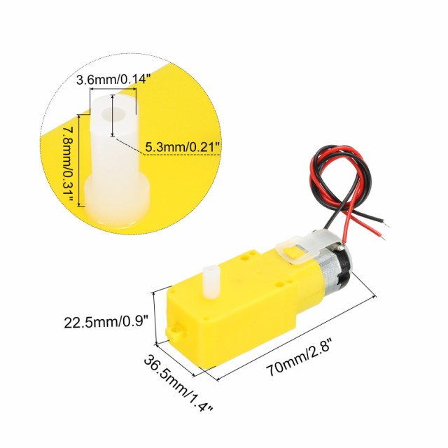 uxcell ギアモーターデュアルシャフトTTモーター I形状 3-6V 1:48 減速