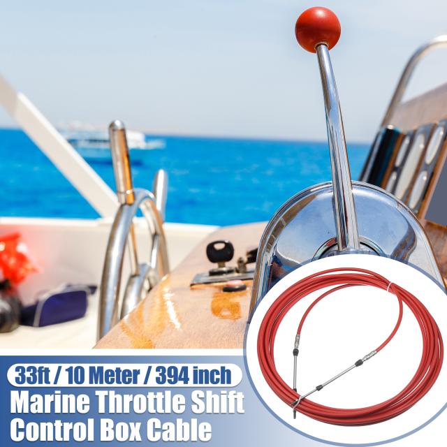 Motoforti スロットルシフトリモコンボックスケーブル マリンタイプ3300/33C 船外エンジンボートモーターステアリングシステム用 ステンレス ゴム レッド 2個 10メートルの通販は