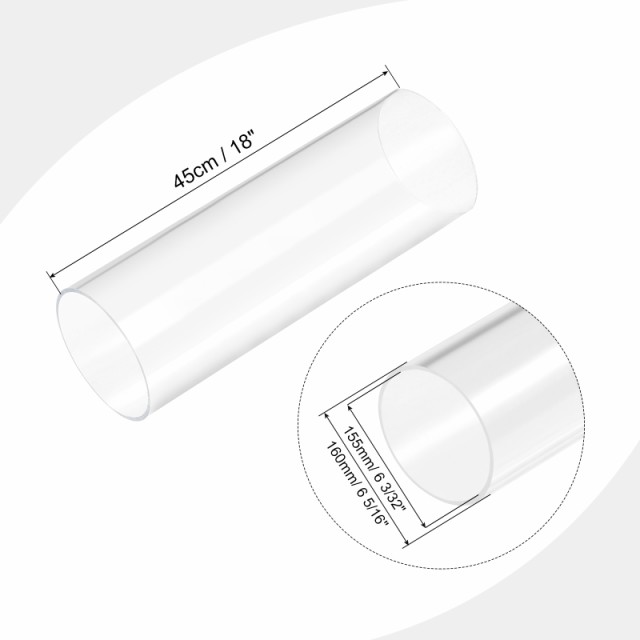 uxcell アクリルパイプ クリア リジッド 丸管 ランプやランタン 水冷システム用 内径155mm 外径160mm 全長45cmの通販は