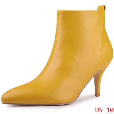 Perphy アンクルブーツ スティレットヒール サイドジップ カジュアル レディース イエロー 27.0の通販は 5,265円