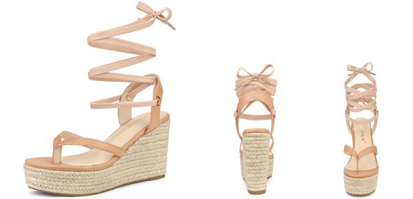 Allegra K フリップフロップサンダル エスパドリーユ プラットフォームウェッジレースアップサンダル レディース ヌード 25.0cmの通販は