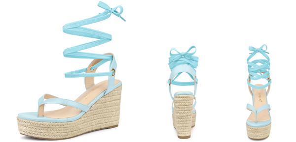 Allegra K フリップフロップサンダル エスパドリーユ プラットフォームウェッジレースアップサンダル レディース ライトブルー 24.0cmの通販は Allegra K フリップフロップサンダル エスパドリーユ プラットフォームウェッジレースアップサンダル レディース ライトブルー 24.0cmの通販は
