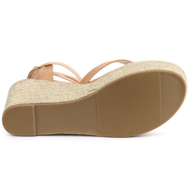 Allegra K フリップフロップサンダル エスパドリーユ プラットフォームウェッジレースアップサンダル レディース ヌード 25.0cmの通販は