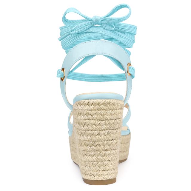 Allegra K フリップフロップサンダル エスパドリーユ プラットフォームウェッジレースアップサンダル レディース ライトブルー 24.0cmの通販は Allegra K フリップフロップサンダル エスパドリーユ プラットフォームウェッジレースアップサンダル レディース ライトブルー 24.0cmの通販は