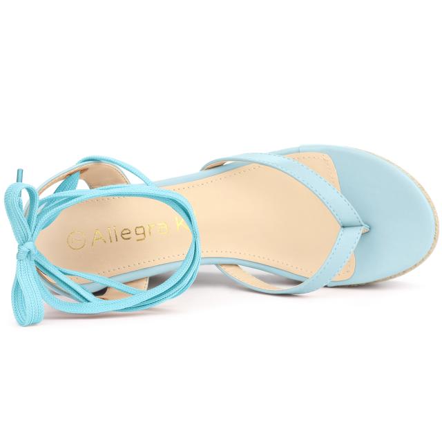 Allegra K フリップフロップサンダル エスパドリーユ プラットフォームウェッジレースアップサンダル レディース ライトブルー 24.0cmの通販は Allegra K フリップフロップサンダル エスパドリーユ プラットフォームウェッジレースアップサンダル レディース ライトブルー 24.0cmの通販は