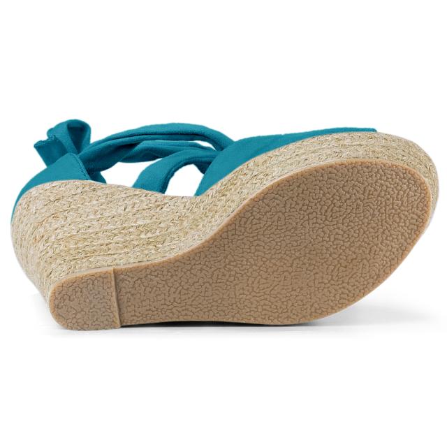 Allegra K ウェッジサンダル レースアップ エスパドリーユ レディース レイクグリーン 24.0 cmの通販は