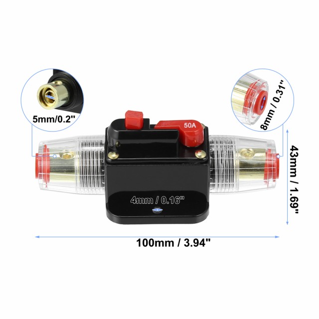 X AUTOHAUX 12V インラインサーキットブレーカ 車の保護 ステレオ