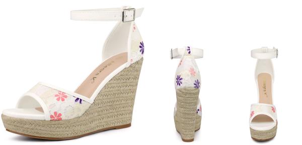 Allegra K レース ウェッジサンダル ウェッジヒール エスパドリーユ プラットフォーム レディース パープルフラワー 24.0 cmの通販は