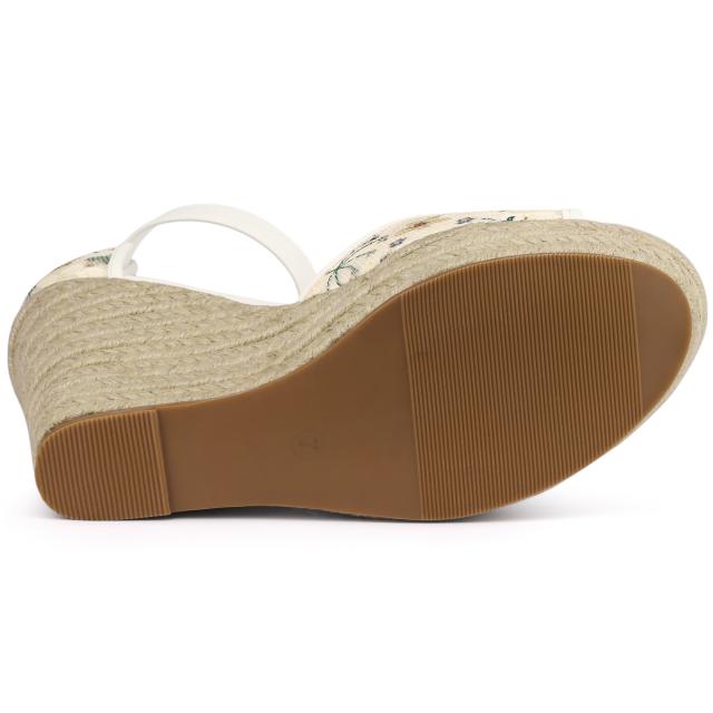 Allegra K レース ウェッジサンダル ウェッジヒール エスパドリーユ プラットフォーム レディース グリーン 26.0 cmの通販は