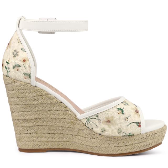 Allegra K レース ウェッジサンダル ウェッジヒール エスパドリーユ プラットフォーム レディース グリーン 26.0 cmの通販は