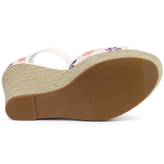 Allegra K レース ウェッジサンダル ウェッジヒール エスパドリーユ プラットフォーム レディース パープルフラワー 25.5 cmの通販は