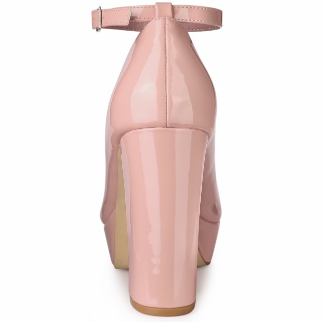 Allegra K 厚底 パンプス アンクルストラップ チャンキー