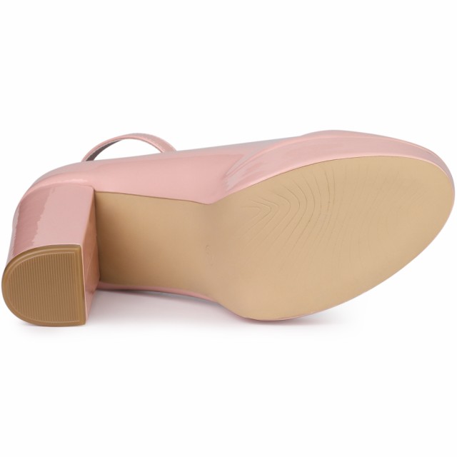 Allegra K 厚底 パンプス アンクルストラップ チャンキー