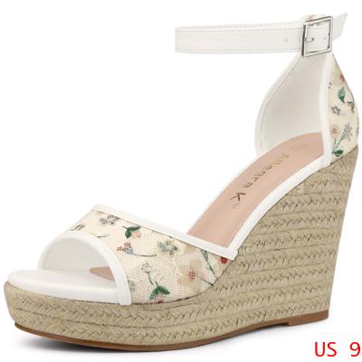 Allegra K レース ウェッジサンダル ウェッジヒール エスパドリーユ プラットフォーム レディース グリーン 26.0 cmの通販は
