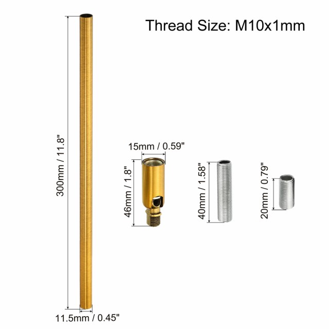 uxcell ねじ付き延長ロッドキットm10 ネジ 300mm カップリングナット