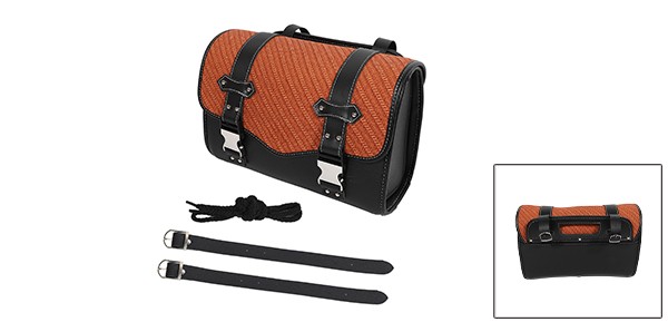 X AUTOHAUX オートバイのツールバッグ ハンドルバッグ サイクリング荷物バッグ 防水 クイックリリースバックル 合成皮革 スクエア ブラウン 37x14x24 cm
