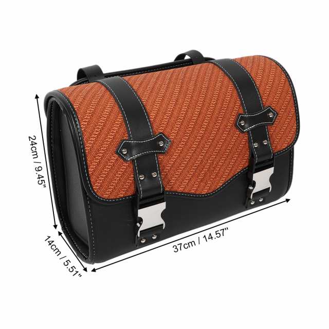 X AUTOHAUX オートバイのツールバッグ ハンドルバッグ サイクリング荷物バッグ 防水 クイックリリースバックル 合成皮革 スクエア ブラウン 37x14x24 cm