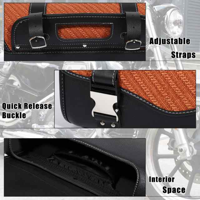 X AUTOHAUX オートバイのツールバッグ ハンドルバッグ サイクリング荷物バッグ 防水 クイックリリースバックル 合成皮革 スクエア ブラウン 37x14x24 cm