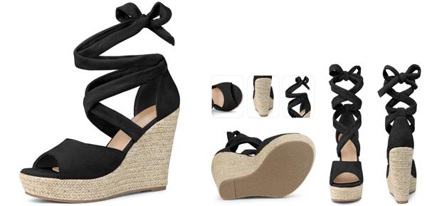 Perphy サンダル ウェッジ ヒール レースアップ エスパドリーユ レディース ブラック 23.0 cmの通販は Perphy サンダル ウェッジ ヒール レースアップ エスパドリーユ レディース ブラック 23.0 cmの通販は