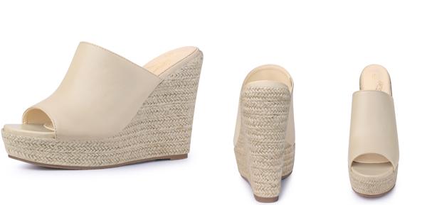Perphy スライドサンダル ウェッジヒール オープントゥ エスパドリーユ レディース ベージュ 22.0 cmの通販は