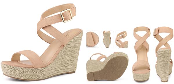 Perphy サンダル ウェッジ ヒール スリングバック エスパドリーユ レディース ヌード 27.0 cmの通販は
