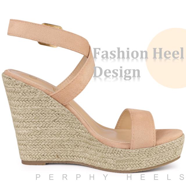 Perphy サンダル ウェッジ ヒール スリングバック エスパドリーユ レディース ヌード 27.0 cmの通販は