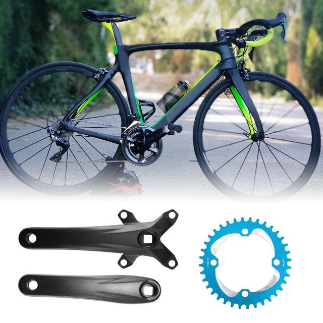 uxcell マウンテン自転車スクエアテーパークランクセット MTBクランクセット 104BCD付 狭い 広い 歯のチェーンリング 36T 自転車クランクアームセット交換用 170mm ブルー 7,224円