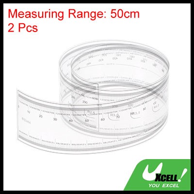 uxcell フィルムフレキシブル定規 50 cm 0.1 mmスケール Rアングルと幅