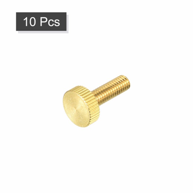 uxcell ローレットつまみねじ M6x20 mm フラット 真鍮ボルト 