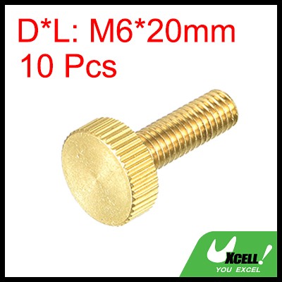 uxcell ローレットつまみねじ M6x20 mm フラット 真鍮ボルト 