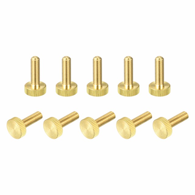 uxcell ローレットつまみねじ M6x20 mm フラット 真鍮ボルト 