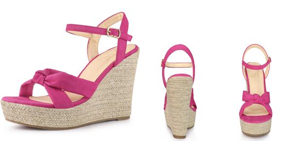 Allegra K サンダル ウェッジ ヒール プラットフォーム スリングバック レディース ホットピンク 25.5 cmの通販は