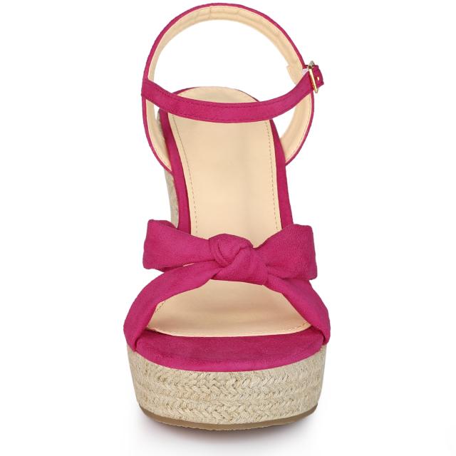Allegra K サンダル ウェッジ ヒール プラットフォーム スリングバック レディース ホットピンク 23.5 cmの通販は