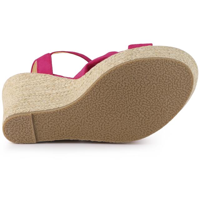 Allegra K サンダル ウェッジ ヒール プラットフォーム スリングバック レディース ホットピンク 23.5 cmの通販は
