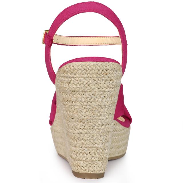 Allegra K サンダル ウェッジ ヒール プラットフォーム スリングバック レディース ホットピンク 25.5 cmの通販は