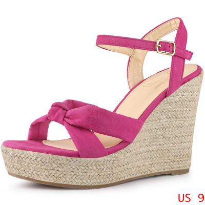 Allegra K サンダル ウェッジ ヒール プラットフォーム スリングバック レディース ホットピンク 25.5 cmの通販は