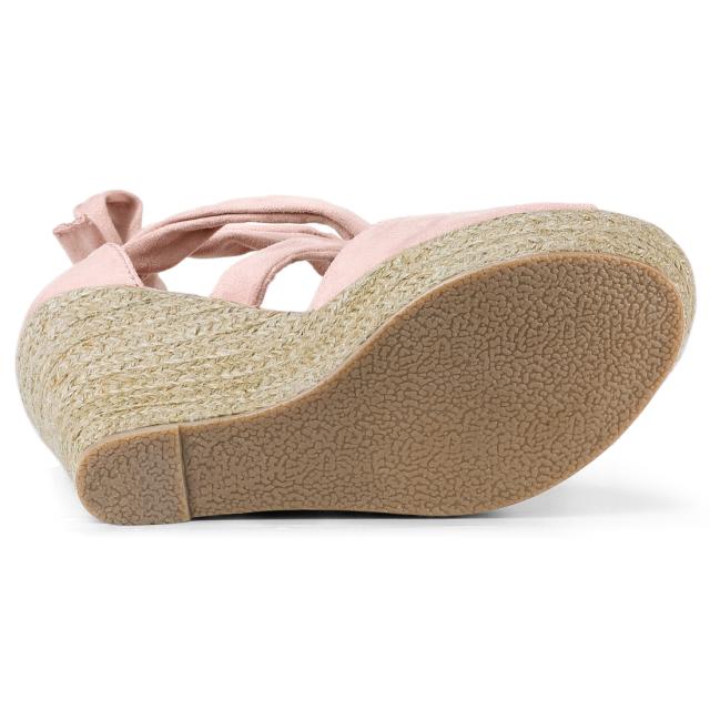 Allegra K ウェッジサンダル レースアップ エスパドリーユ レディース ライトピンク 26.0 cmの通販は