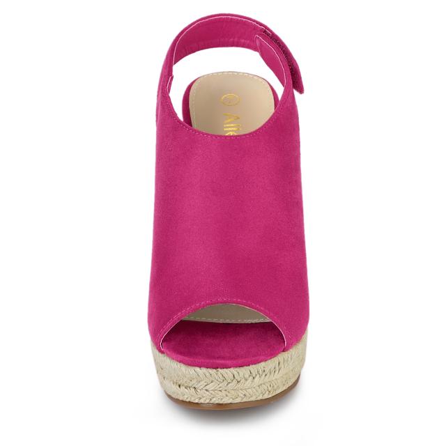 Allegra K ウェッジソール サンダル バックストラップ プラットフォーム エスパドリーユ レディース ホットピンク 24.5cmの通販は
