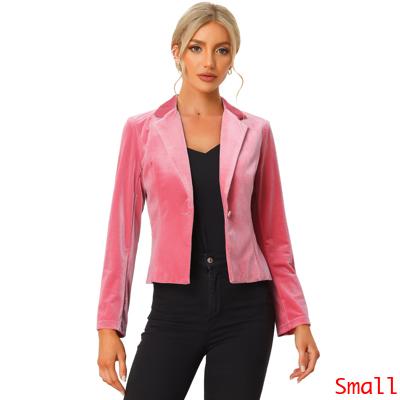 Allegra K ベルベット ブレザー ビジネス オフィス スーツジャケット レディース ピンク Sの通販は 4,790円