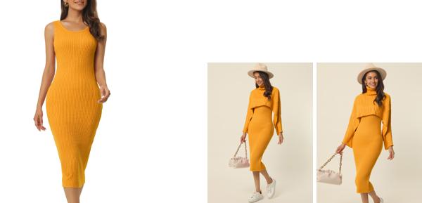 Seta T ワンピース セータードレスセット 2023 春秋 2点 ニット 長袖 タートルネック ボディコン ミディ スリム レディース オレンジ Lの通販は 4,742円